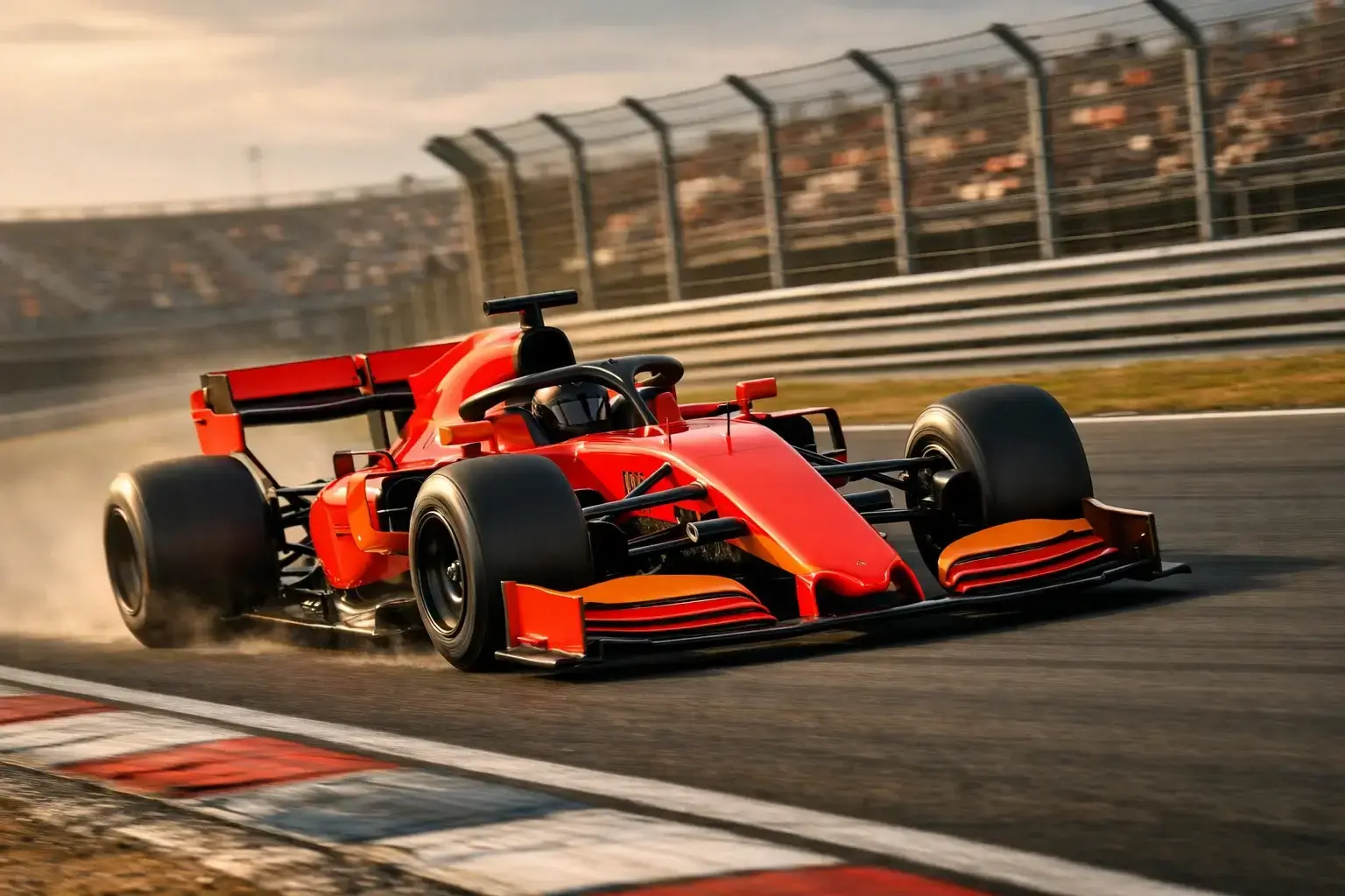 Formule 1 auto rijdt over het circuit tijdens Grand Prix race