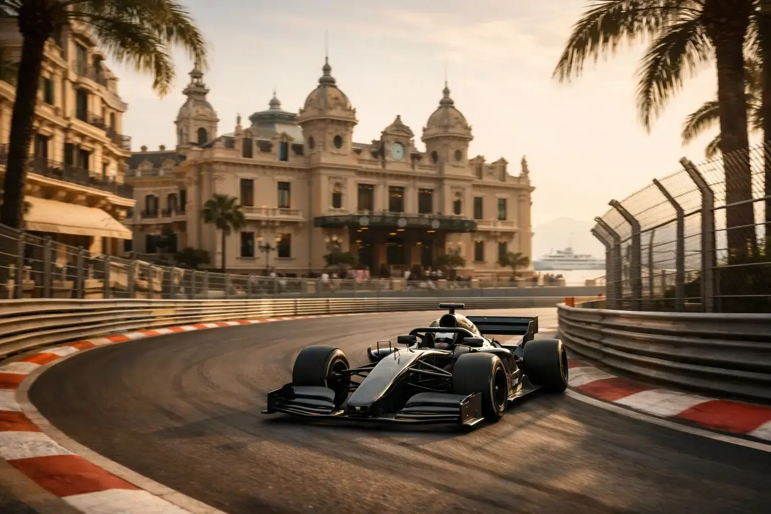 F1-bolide door de straten van Monaco met Casino
